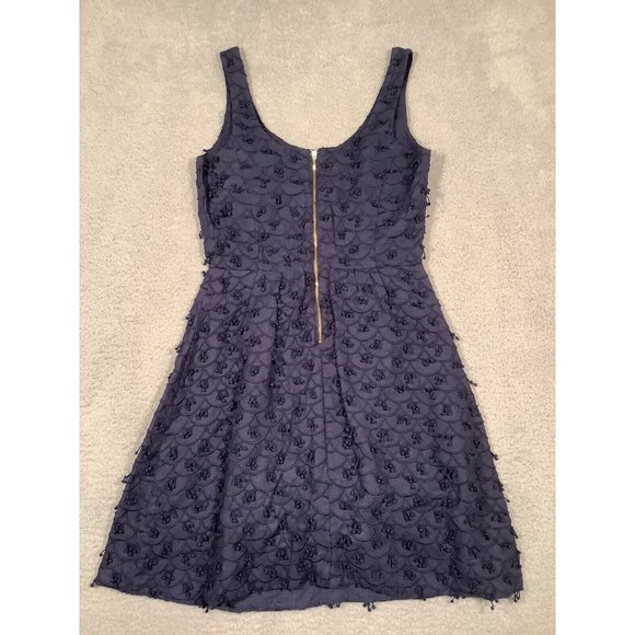 Vineyard Vines Womens Dress Linen Lined Navy Blue Embroidered Size 2 Fitted - Picture 9 of 12